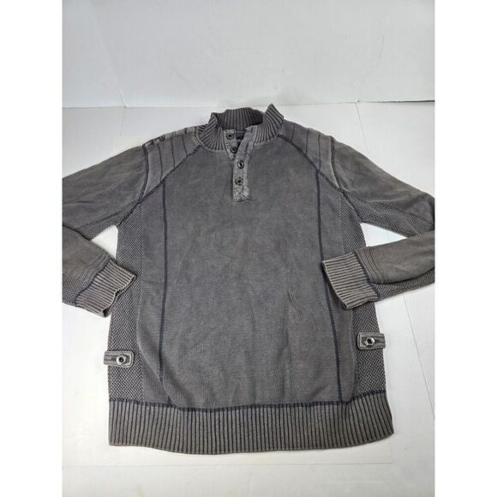 Buckle BKE Black Label Gray Quarter Button‎ Pullover Sweater Slim Fit Size XL
